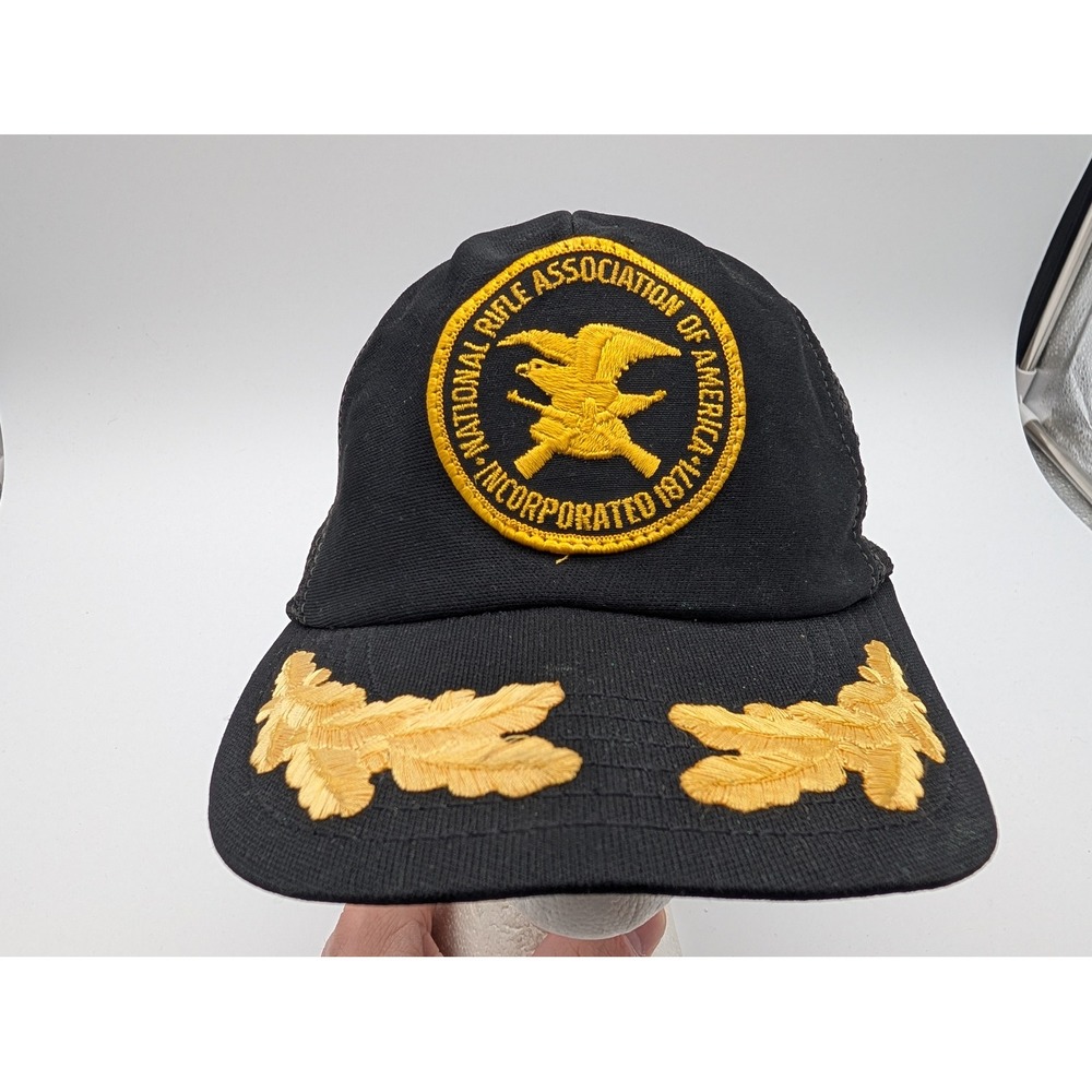 Vintage NRA National Rifle Association Trucker Hat Black Mesh Scrambled Eggs USA